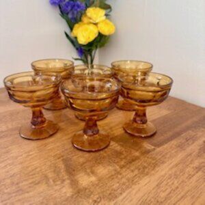 Vintage Libbey Rock Sharpe Amber Ashburton Sherbet Glasses – Set of 6 Mid-Centur